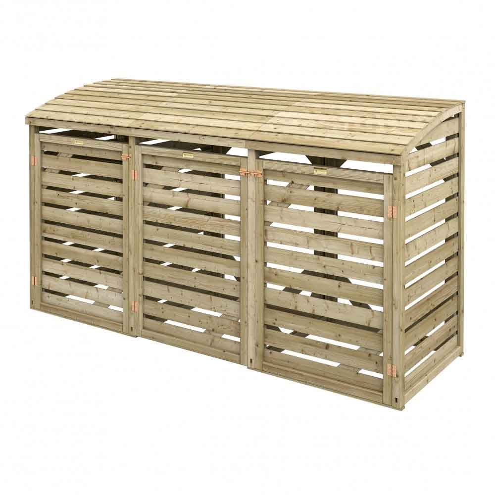 Sandiacre Outdoor Wooden Double Bin Storage Cabinet with Box Store in Natural