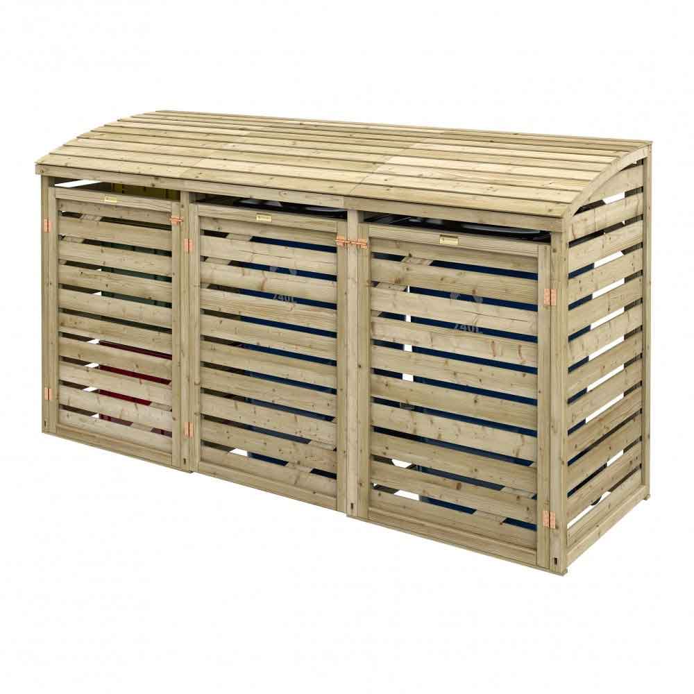 Sandiacre Outdoor Wooden Double Bin Storage Cabinet with Box Store in Natural