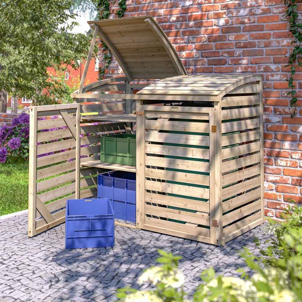 Sandiacre Outdoor Wooden Single Bin Storage Cabinet with Box Store in Natural