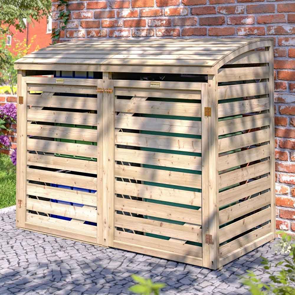 Sandiacre Outdoor Wooden Single Bin Storage Cabinet with Box Store in Natural