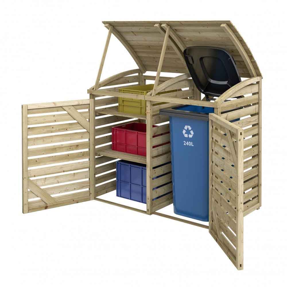 Sandiacre Outdoor Wooden Single Bin Storage Cabinet with Box Store in Natural