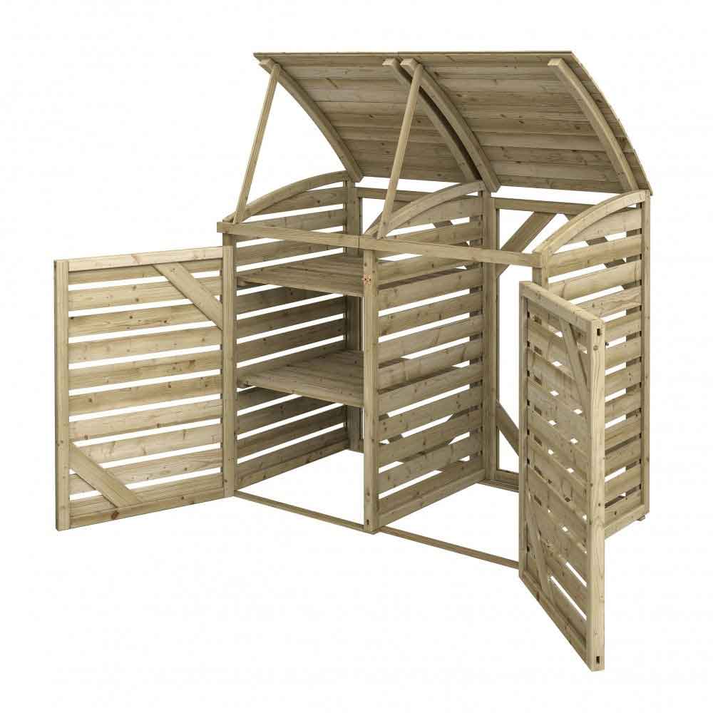 Sandiacre Outdoor Wooden Single Bin Storage Cabinet with Box Store in Natural