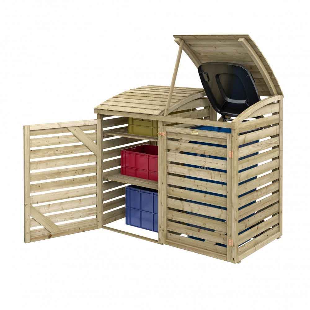 Sandiacre Outdoor Wooden Single Bin Storage Cabinet with Box Store in Natural