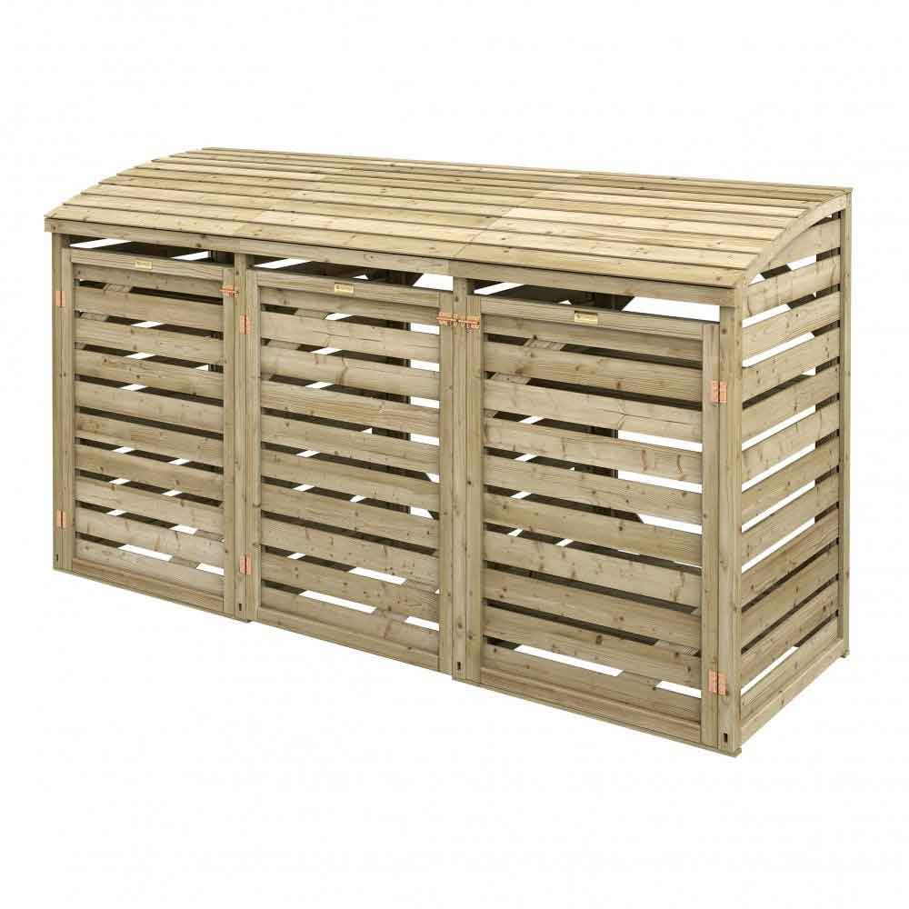 Sandiacre Outdoor Wooden Single Bin Storage Cabinet with Double Box Store in Natural
