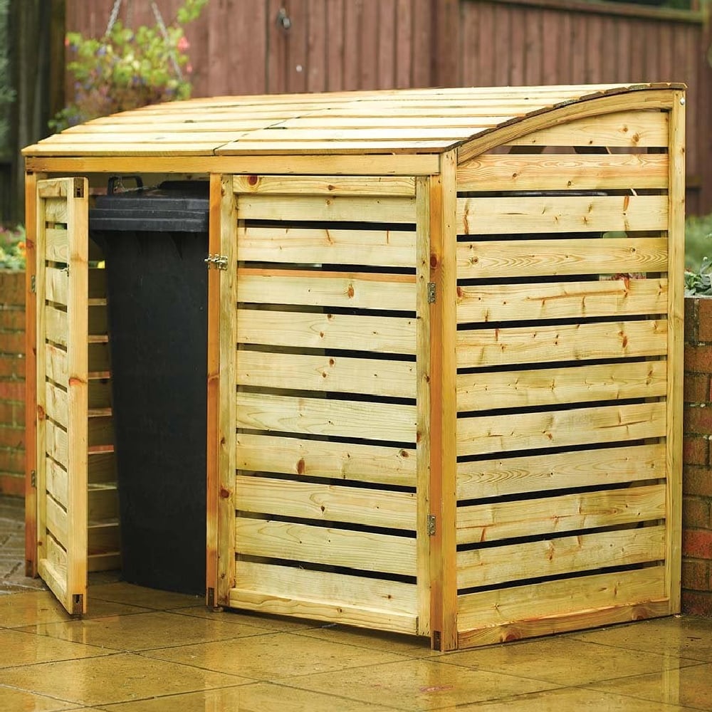 Sandiacre Wooden Garden Double Storage Bin In Natural