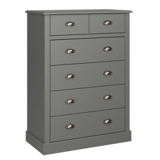 Sandringham Wooden Chest Of Drawers In Grey With 6 Drawers Furniture