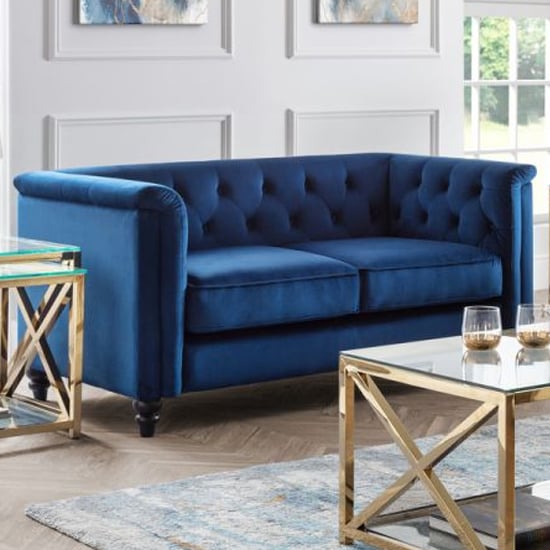 Sadaf Velvet 2 Seater Sofa In Blue_1