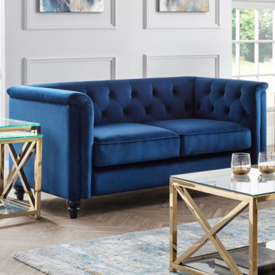 Read more about Sadaf velvet 2 seater sofa in blue