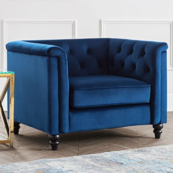 Product photograph of Sadaf Velvet Armchair In Blue from Furniture in Fashion