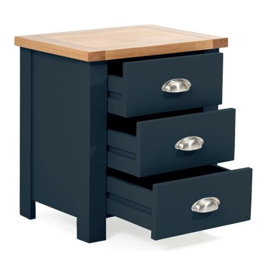 Sandringhia 3 Drawers Bedside Cabinet In Oak And Blue_3