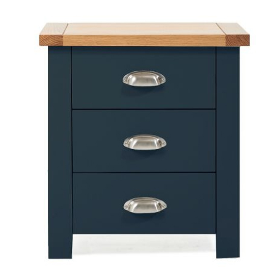 Sandringhia 3 Drawers Bedside Cabinet In Oak And Blue_4
