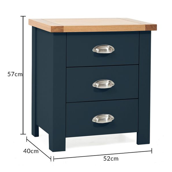 Sandringhia 3 Drawers Bedside Cabinet In Oak And Blue_5
