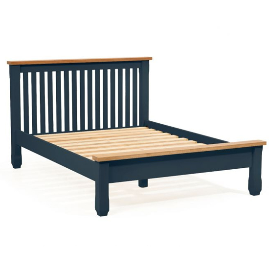 Sandra Wooden Double Bed In Oak And Blue_2