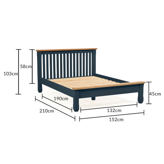 Sandra Wooden Double Bed In Oak And Blue_4