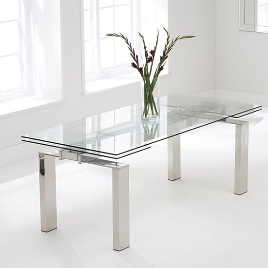 Sandro Glass Extendable Dining Table In Clear With Chrome