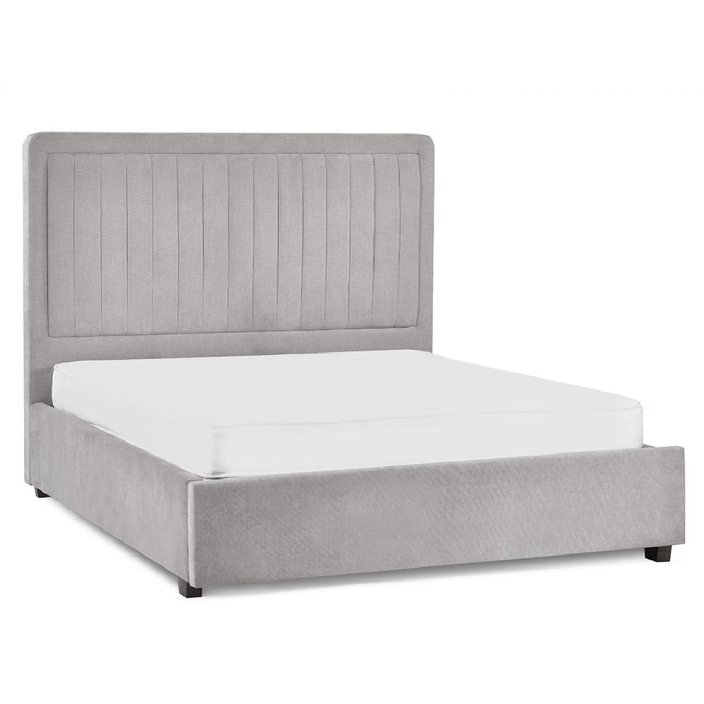 Sandy Fabric King Size Bed With 1 Drawer In Grey