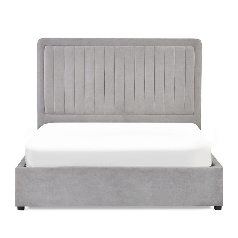 Sandy Fabric King Size Bed With 1 Drawer In Grey