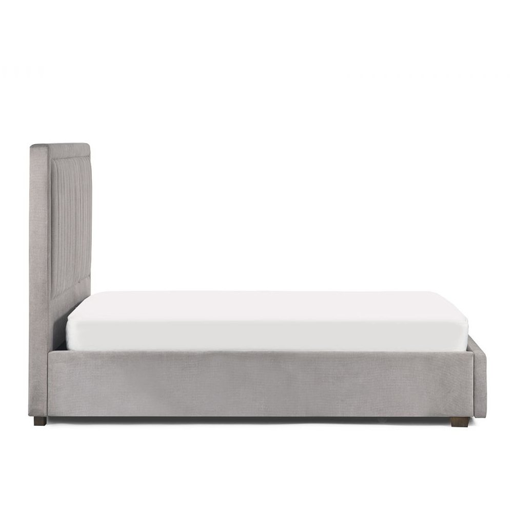 Sandy Fabric King Size Bed With 1 Drawer In Grey