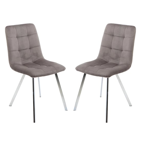 Product photograph of Sandy Squared Grey Velvet Dining Chairs In Pair from Furniture in Fashion