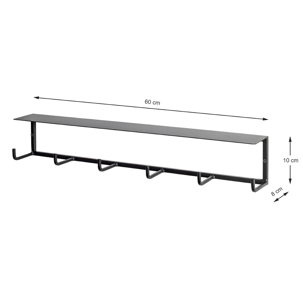 Sandy Steel Coat Rack With 6 Hooks In Black