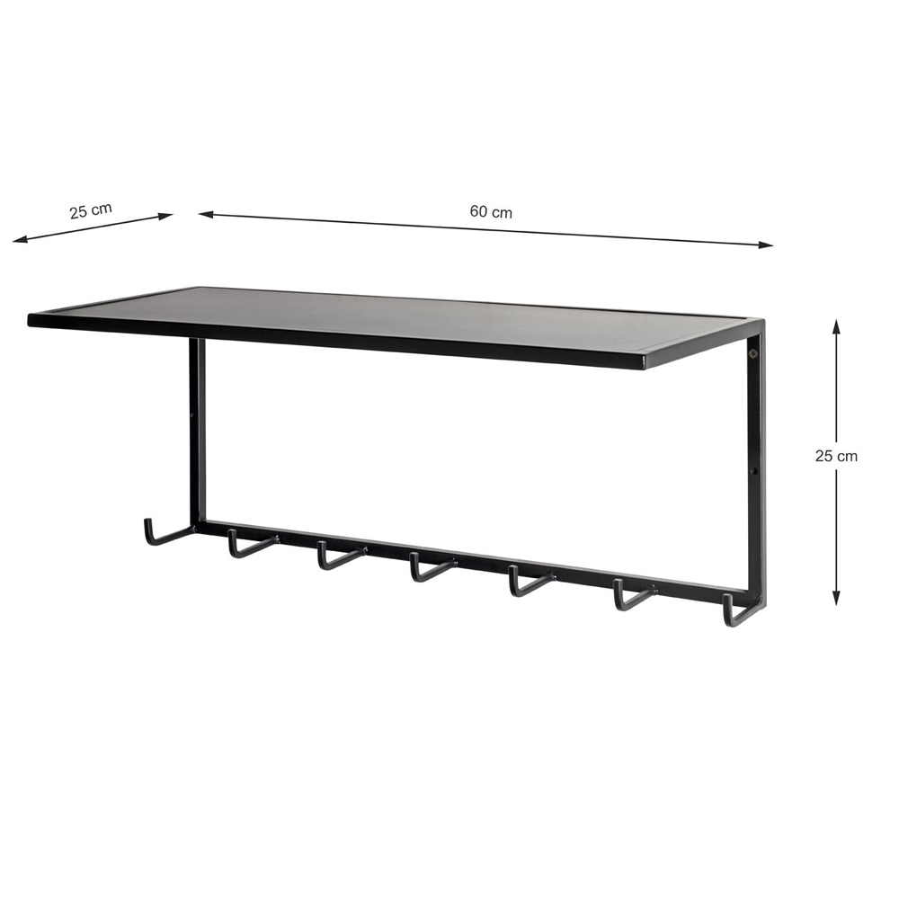 Sandy Steel Coat Rack With 7 Hooks In Black