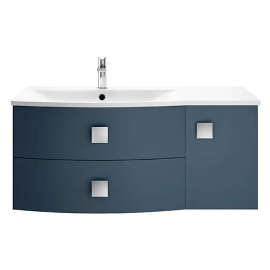 Product photograph of Sane 100cm Left Handed Wall Vanity With Basin In Mineral Blue from Furniture in Fashion