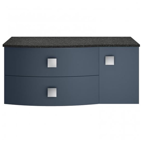 Read more about Sane 100cm left handed wall vanity with black worktop in blue