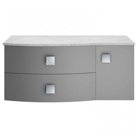 Read more about Sane 100cm left handed wall vanity with grey worktop in grey