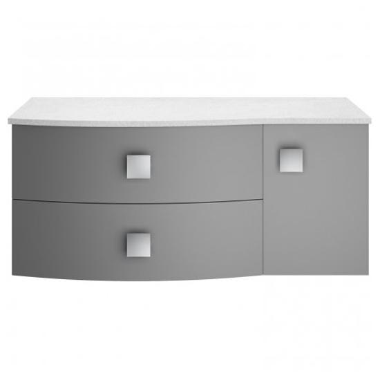 Read more about Sane 100cm left handed wall vanity with white worktop in grey