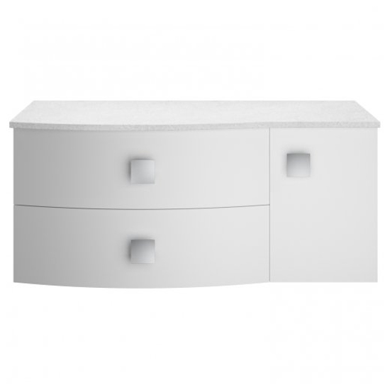 Read more about Sane 100cm left handed wall vanity with white worktop in white