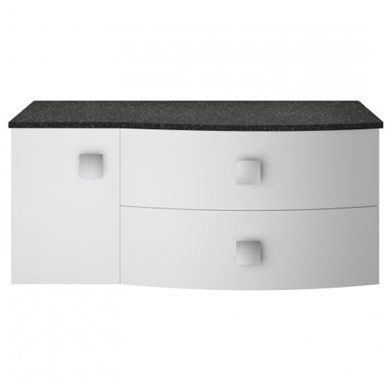 Sane 100cm Right Handed Wall Vanity With Black Worktop In White