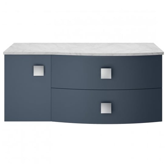 Read more about Sane 100cm right handed wall vanity with grey worktop in blue