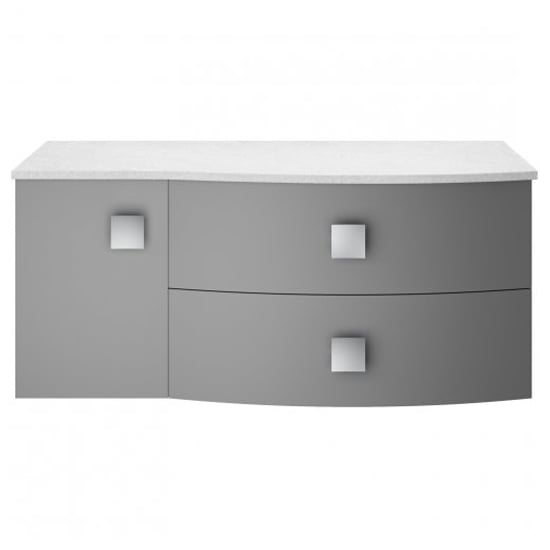 Read more about Sane 100cm right handed wall vanity with white worktop in grey