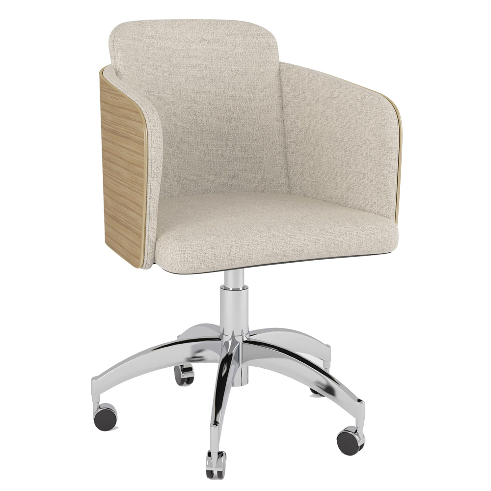 Sanford Fabric Home And Office Chair With Chrome Base In Oak