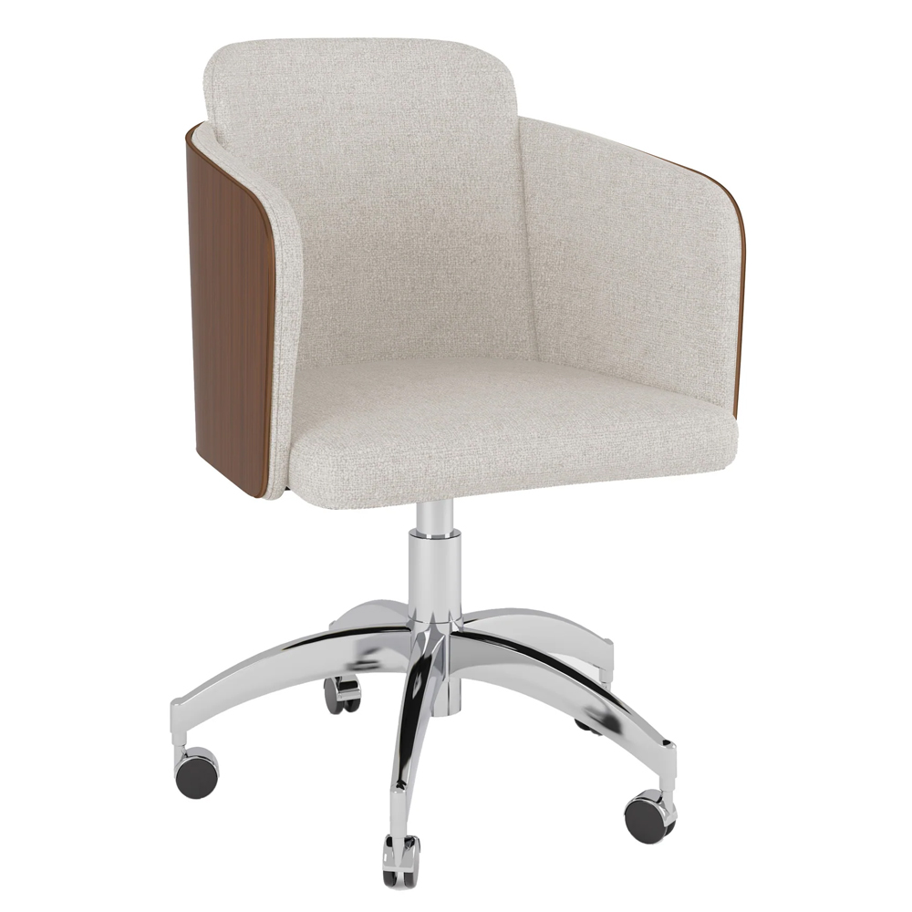 Sanford Fabric Home And Office Chair With Chrome Base In Walnut