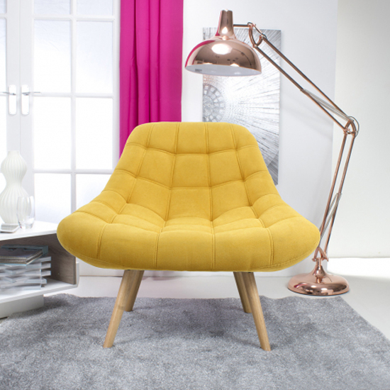 Product photograph of Sanford Large Chenille Effect Fabric Armchair In Sunny Yellow from Furniture in Fashion
