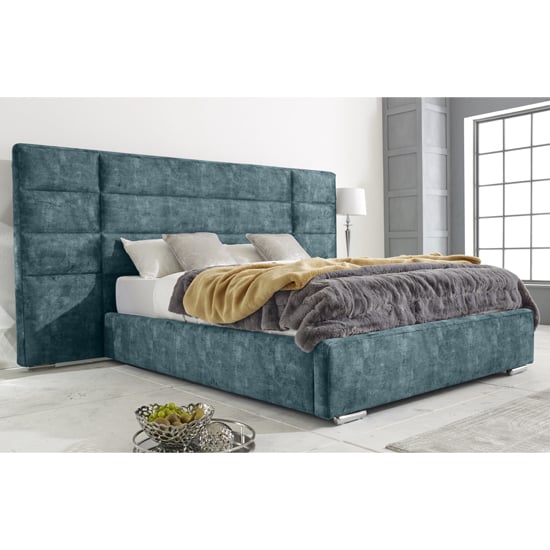 Sanford Marble Effect Fabric Small Double Bed In Peacock