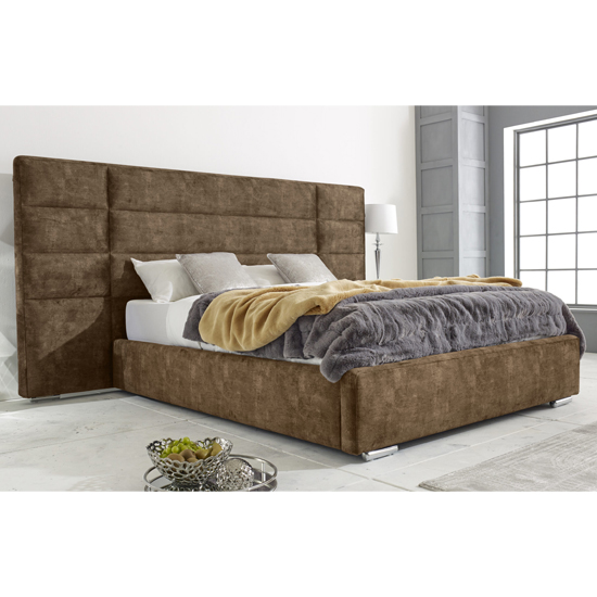 Sanford Marble Effect Fabric Small Double Bed In Stone