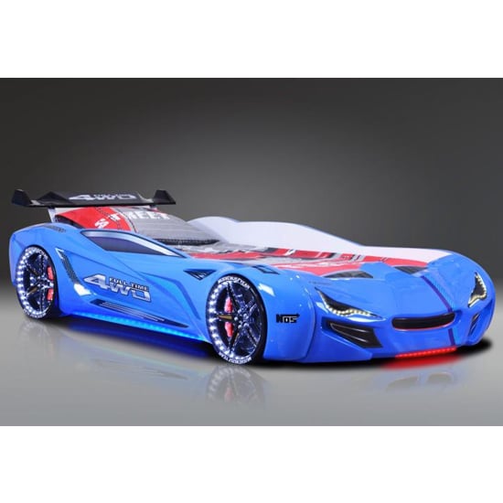 Sanford Kids Racing Car Bed In Blue With LED