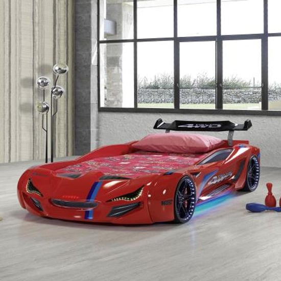Sanford Kids Racing Car Bed In Red With LED