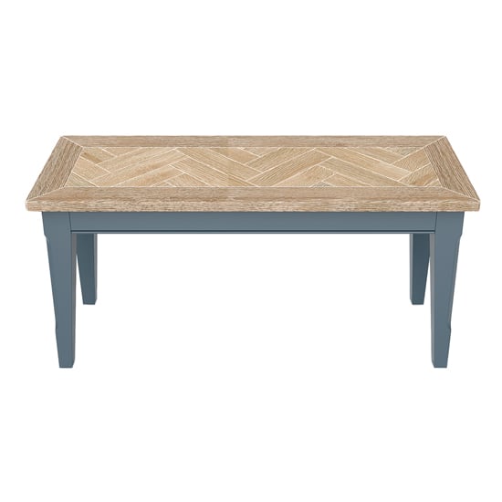 Product photograph of Sanford Wooden Dining Bench Large In Blue And Oak from Furniture in Fashion