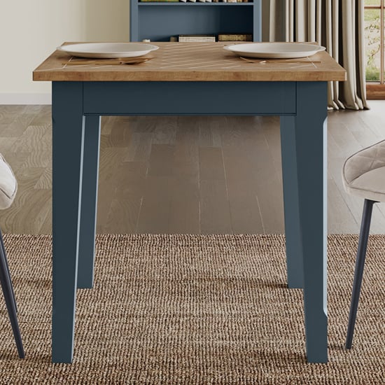 Product photograph of Sanford Wooden Dining Table Square In Blue And Oak from Furniture in Fashion