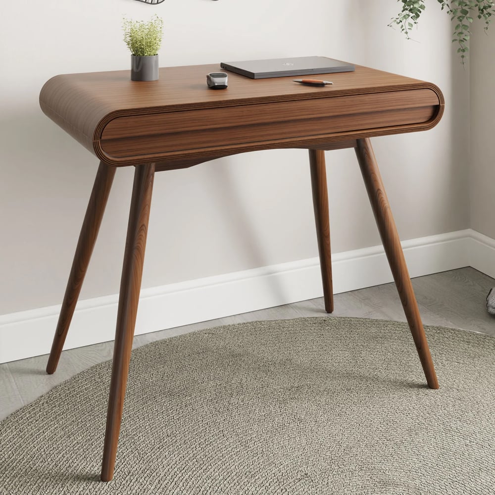 Sanford Wooden Laptop Desk With 1 Drawer In Walnut
