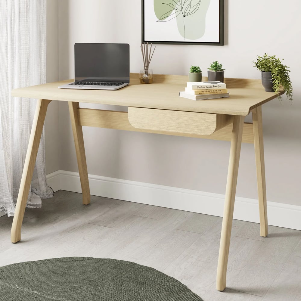Sanford Wooden Laptop Desk With 1 Side Drawer In Oak