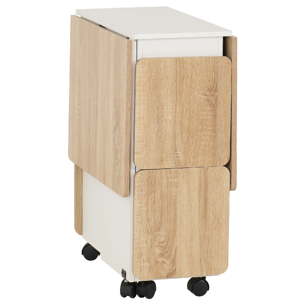 Sanford Wooden Stowaway Dining Set In Oak And White