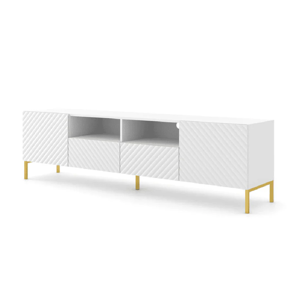 Sanford Wooden TV Stand With 2 Doors 2 Drawers In White