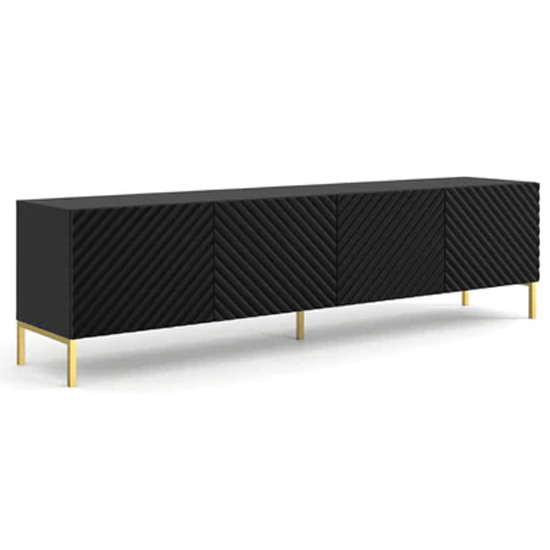 Sanford Wooden TV Stand With 4 Doors In Black