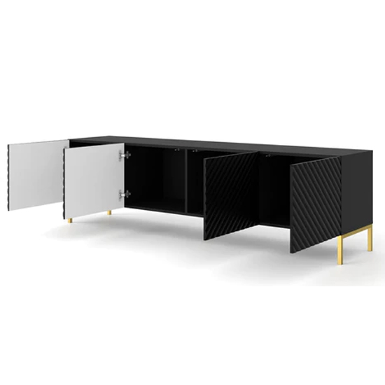 Sanford Wooden TV Stand With 4 Doors In Black