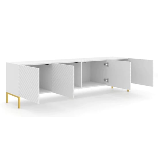 Sanford Wooden TV Stand With 4 Doors In White
