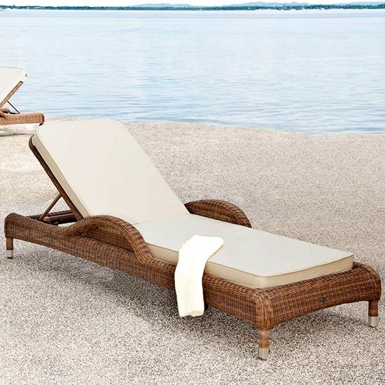 Photo of Sanmo outdoor adjustable sun bed in red pine